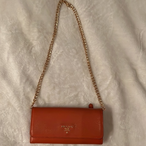 Authentic Orange Prada Wallet - Picture 3 of 16